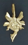14K Gold Small Tiny Winged Fairy Pixie Diamond-Cut Charm Pendant