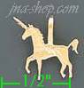 14K Gold Unicorn Dia-Cut Charm Pendant