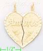 14K Gold Amores 2-piece Split Heart Dia-Cut Charm Pendant
