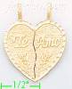 14K Gold Te Amo 2-piece Split Heart Dia-Cut Charm Pendant