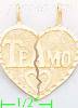 14K Gold Te Amo 2-piece Split Heart Dia-Cut Charm Pendant