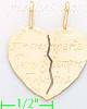 14K Gold Te Amo 2-piece Split Heart Dia-Cut Charm Pendant