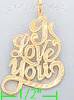 14K Gold I Love You Dia-Cut Charm Pendant