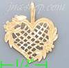 14K Gold Heart w/Flowers Dia-Cut Charm Pendant