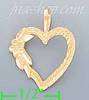 14K Gold Heart w/Flower Dia-Cut Charm Pendant