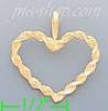 14K Gold Rope Heart Dia-Cut Charm Pendant