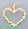 14K Gold Rope Heart Dia-Cut Charm Pendant