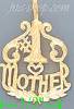 14K Gold #1 Mother w/Heart Dia-Cut Charm Pendant