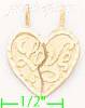 14K Gold I Love You 2-piece Split Heart Dia-Cut Charm Pendant