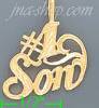 14K Gold #1 Son Dia-Cut Charm Pendant