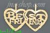 14K Gold Best Friends 2-piece Split Hearts Dia-Cut Charm Pendant