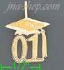 14K Gold 01 Graduation Cap Dia-Cut Charm Pendant