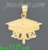 14K Gold 2002 Graduation Cap Dia-Cut Charm Pendant