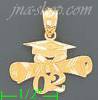 14K Gold 02 Graduation Cap w/Diploma Dia-Cut Charm Pendant