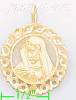 14K Gold Virgin on Fancy Oval Frame Dia-Cut Charm Pendant