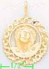 14K Gold Jesus Christ Round Frame Dia-Cut Charm Pendant