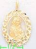 14K Gold Virgin Oval Frame Dia-Cut Charm Pendant