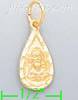 14K Gold Jesus Christ Teardrop Dia-Cut Charm Pendant