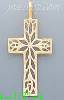 14K Gold Filigree Cross Dia-Cut Charm Pendant