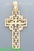 14K Gold Cross w/Holy Spirit Dove Dia-Cut Charm Pendant