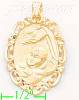 14K Gold Child Baptism Fancy Oval Frame Dia-Cut Charm Pendant