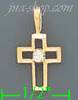 14K Gold Cross w/CZ in Center Dia-Cut Charm Pendant