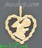 14K Gold Praying Angel in Rope Heart Dia-Cut Charm Pendant