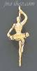 14K Gold Ballerina Ballet Dancer Dia-Cut Charm Pendant