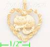 14K Gold Cat in Rope Heart Dia-Cut Charm Pendant