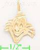 14K Gold Clown Face Dia-Cut Charm Pendant