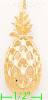 14K Gold Pineapple Dia-Cut Charm Pendant