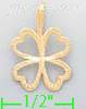 14K Gold Four-leaf Clover Dia-Cut Charm Pendant