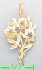 14K Gold Flowers Bouquet Dia-Cut Charm Pendant