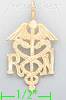 14K Gold Caduceus Medical Profession Symbol Dia-Cut Charm Pendan