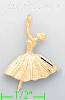 14K Gold Ballerina Ballet Dancer Dia-Cut Charm Pendant