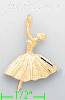 14K Gold Ballerina Ballet Dancer Dia-Cut Charm Pendant