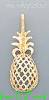 14K Gold Pineapple Dia-Cut Charm Pendant