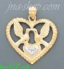 14K Gold Doves Kissing Inside Heart 2Tone Charm Pendant