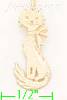 14K Gold Cat Dia-Cut Charm Pendant