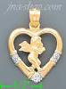 14K Gold Cherub in Heart 2Tone Charm Pendant