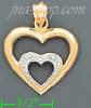 14K Gold Double Heart 2Tone Charm Pendant