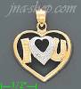 14K Gold I Love 'Heart' U 2Tone Charm Pendant