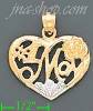 14K Gold #1 Mom Heart w/Rose 2Tone Charm Pendant