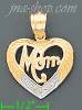 14K Gold Mom Heart 2Tone Charm Pendant