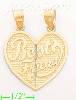 14K Gold 2-piece Best Friends Heart Charm Pendant