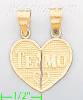 14K Gold 2-piece Te Amo Heart Charm Pendant