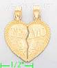 14K Gold 2-piece Te Amo Heart Charm Pendant