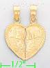 14K Gold 2-piece Te Amo Heart Charm Pendant