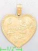 14K Gold I Love You Heart w/Rose Charm Pendant