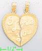 14K Gold 2-piece I Love You Heart Charm Pendant